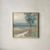 Sage Trees No Shrubs Sq by Silvia Vassileva. Shown in a natural wood glass frame for a timeless modern aesthetic. Available as an archival giclee rolled canvas, fine art paper, or poster print. SKU 79421a.