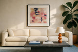 Sakura I by Silvia Vassileva. Displayed in a glass frame with matte in a clean modern living room. Available as an archival giclee rolled canvas, fine art paper, or poster print. SKU 37336a.
