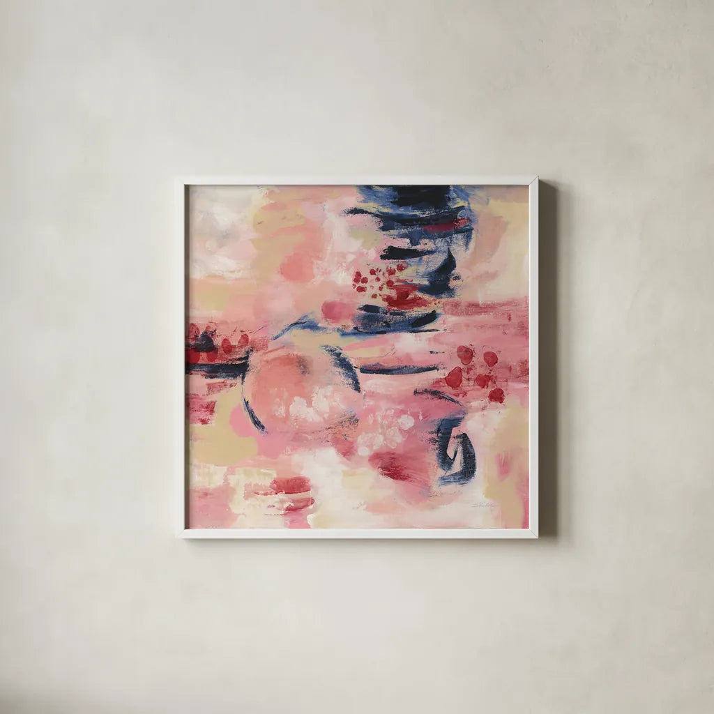 Sakura II by Silvia Vassileva. Shown in a crisp white glass frame for a clean and minimalist style. Available as an archival giclee rolled canvas, fine art paper, or poster print. SKU 37337a.