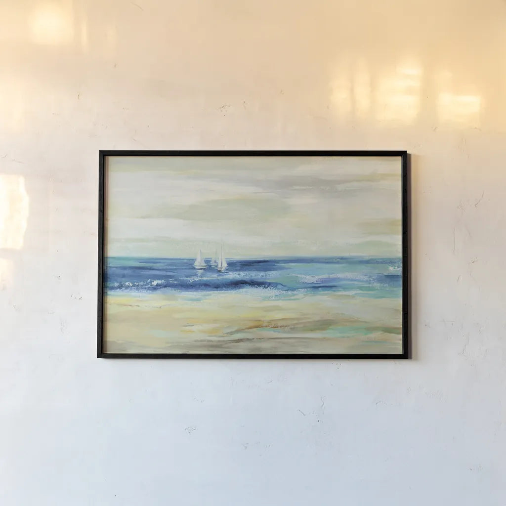 Sand and Sea by Silvia Vassileva. shown as a paper print in a black flame. Available as a archival giclee rolled canvas, fine art paper, or poster print. SKU 46650i.