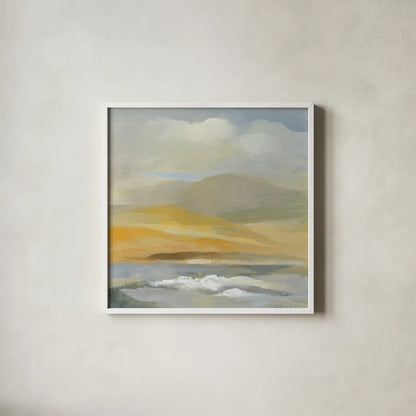 Sandy Coast II by Silvia Vassileva. Shown in a crisp white glass frame for a clean and minimalist style. Available as an archival giclee rolled canvas, fine art paper, or poster print. SKU 84813a.