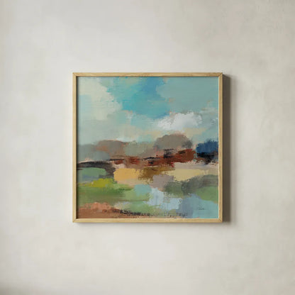 Sandy Road I by Silvia Vassileva. Shown in a natural wood glass frame for a timeless modern aesthetic. Available as an archival giclee rolled canvas, fine art paper, or poster print. SKU 86945a.