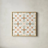 Santorini Tiles by Silvia Vassileva. Shown in a natural wood glass frame for a timeless modern aesthetic. Available as an archival giclee rolled canvas, fine art paper, or poster print. SKU 66892a.