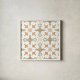 Santorini Tiles by Silvia Vassileva. Shown in a crisp white glass frame for a clean and minimalist style. Available as an archival giclee rolled canvas, fine art paper, or poster print. SKU 66892a.
