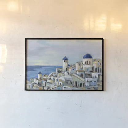 Santorini View I by Silvia Vassileva. shown as a paper print in a black flame. Available as a archival giclee rolled canvas, fine art paper, or poster print. SKU 67909i.