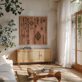 ScandinavianMood II Rust by Silvia Vassileva. Shown in a natural wood frame in a cozy modern living room. Available as an archival giclee rolled canvas, fine art paper, or poster print. SKU 59370a.