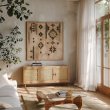 ScandinavianMood III Clay by Silvia Vassileva. Shown in a natural wood frame in a cozy modern living room. Available as an archival giclee rolled canvas, fine art paper, or poster print. SKU 59371a.