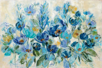 Scattered Blue Flowers by Silvia Vassileva. SKU 35309i. Archival Giclee Fine art print for wall decor.