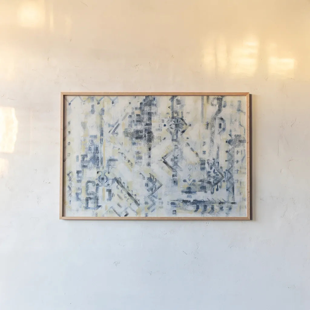Scattered Indigo by Silvia Vassileva. shown as a paper print in a natural frame. Available as a archival giclee rolled canvas, fine art paper, or poster print. SKU 50281i.