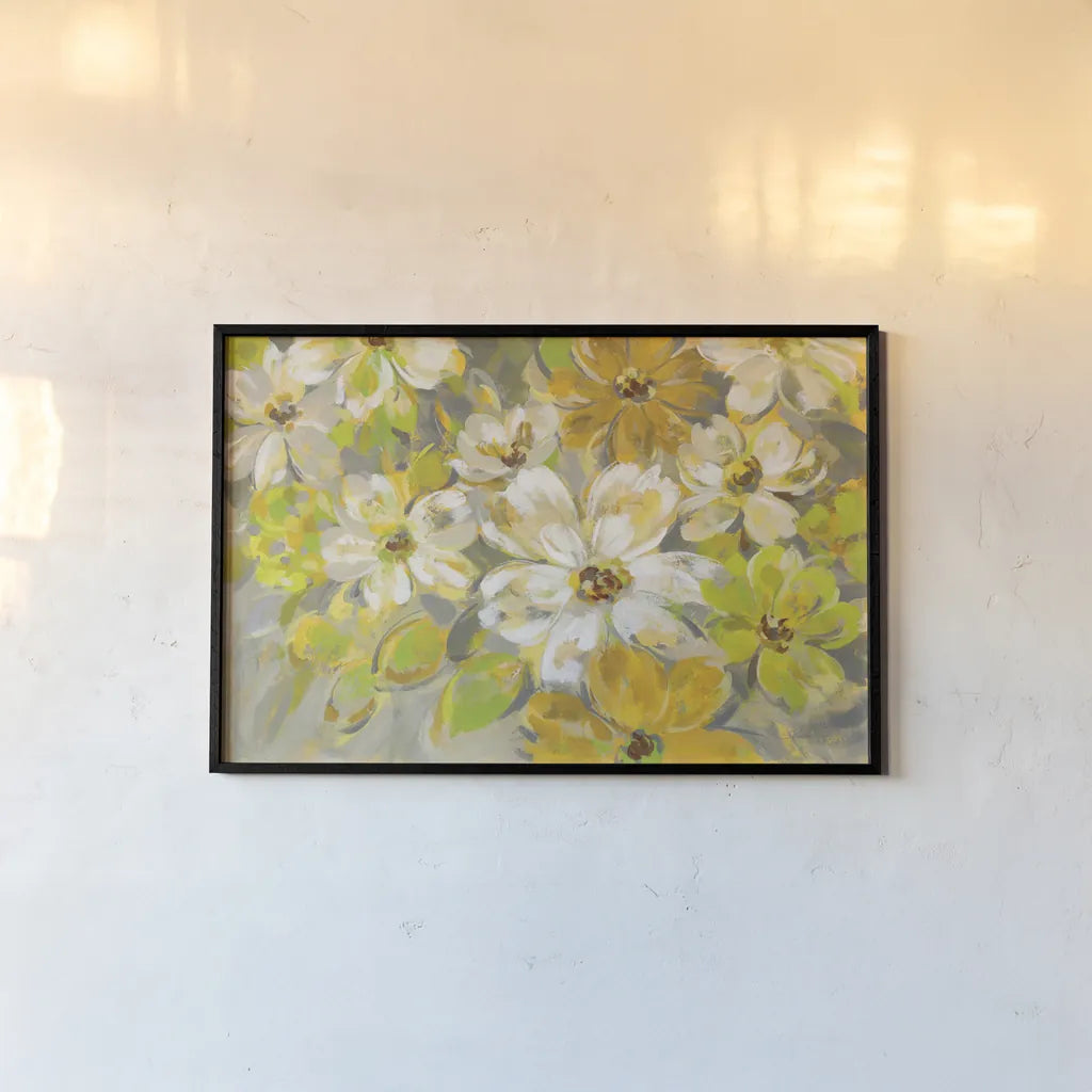 Scattered Spring Petals by Silvia Vassileva. shown as a paper print in a black flame. Available as a archival giclee rolled canvas, fine art paper, or poster print. SKU 33969i.