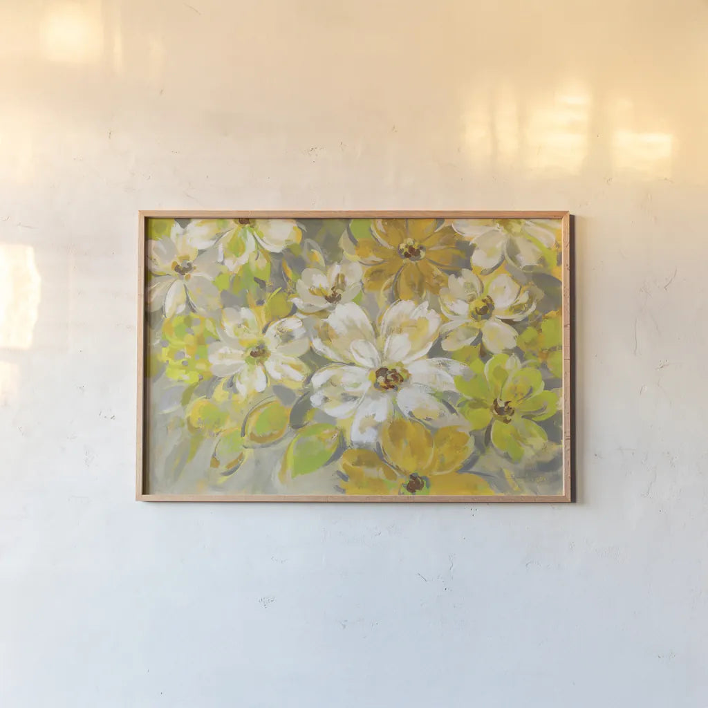 Scattered Spring Petals by Silvia Vassileva. shown as a paper print in a natural frame. Available as a archival giclee rolled canvas, fine art paper, or poster print. SKU 33969i.