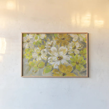 Scattered Spring Petals by Silvia Vassileva. shown as a paper print in a natural frame. Available as a archival giclee rolled canvas, fine art paper, or poster print. SKU 33969i.