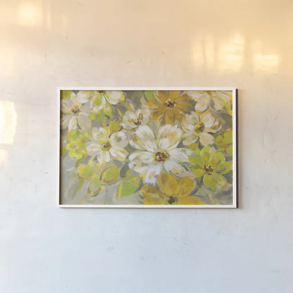Scattered Spring Petals by Silvia Vassileva. shown as a paper print in a white frame. Available as a archival giclee rolled canvas, fine art paper, or poster print. SKU 33969i.