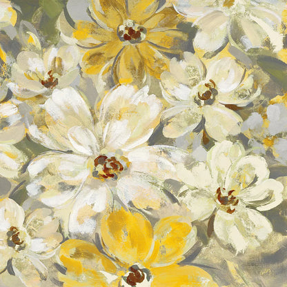 Scattered Spring Petals Yellow Gray Crop by Silvia Vassileva. SKU 34440a. Archival Giclee Fine art print for wall decor.