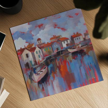 Seaport Village by Silvia Vassileva. Shown as a detailed flat fine art print, highlighting archival giclee quality. Available as an archival giclee rolled canvas, fine art paper, or poster print. SKU 93594a.