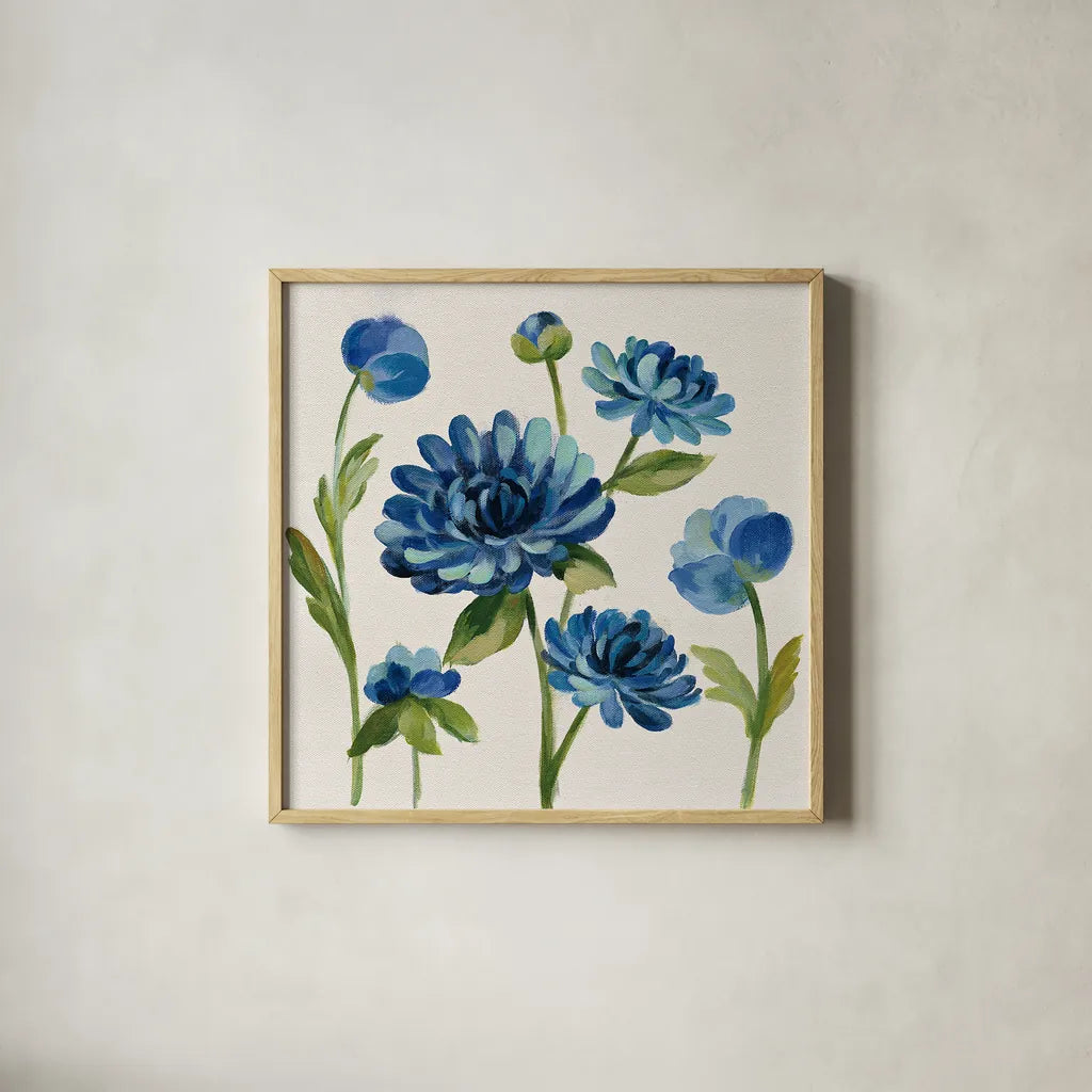 Seaside Garden II by Silvia Vassileva. Shown in a natural wood glass frame for a timeless modern aesthetic. Available as an archival giclee rolled canvas, fine art paper, or poster print. SKU 30155a.