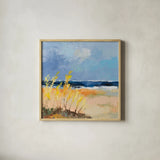 Seaside II by Silvia Vassileva. Shown in a natural wood glass frame for a timeless modern aesthetic. Available as an archival giclee rolled canvas, fine art paper, or poster print. SKU 91544a.