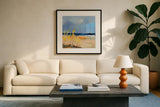 Seaside II by Silvia Vassileva. Displayed in a glass frame with matte in a clean modern living room. Available as an archival giclee rolled canvas, fine art paper, or poster print. SKU 91544a.