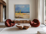 Seaside II by Silvia Vassileva. Shown as extra-large giant wall art in a modern living room. Available as an archival giclee rolled canvas, fine art paper, or poster print. SKU 91544a.