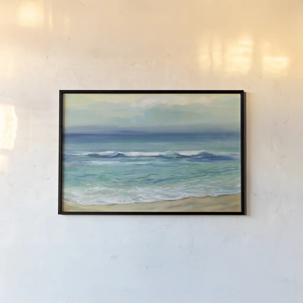 Seaside Sunrise by Silvia Vassileva. shown as a paper print in a black flame. Available as a archival giclee rolled canvas, fine art paper, or poster print. SKU 67010i.