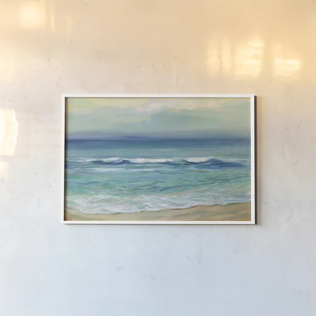 Seaside Sunrise by Silvia Vassileva. shown as a paper print in a white frame. Available as a archival giclee rolled canvas, fine art paper, or poster print. SKU 67010i.
