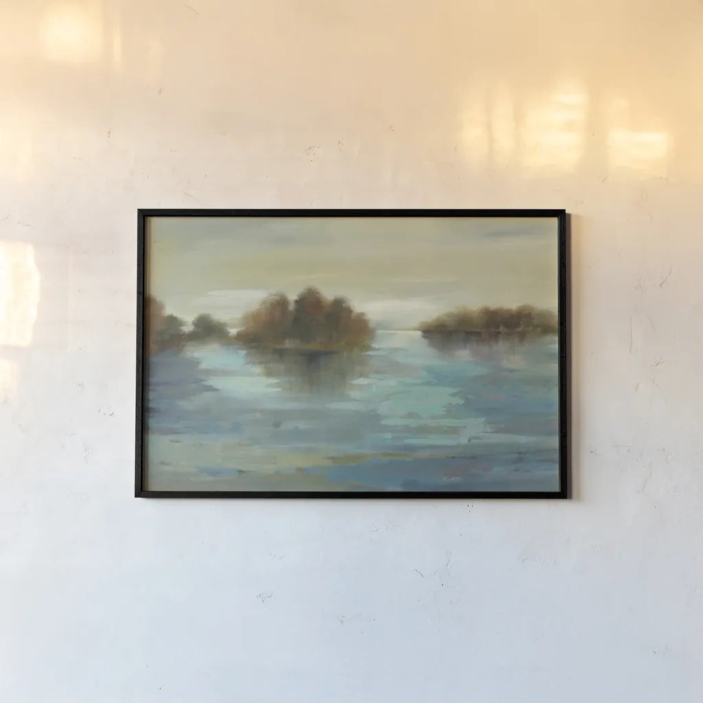 Serenity on the River Crop by Silvia Vassileva. shown as a paper print in a black flame. Available as a archival giclee rolled canvas, fine art paper, or poster print. SKU 2882i.