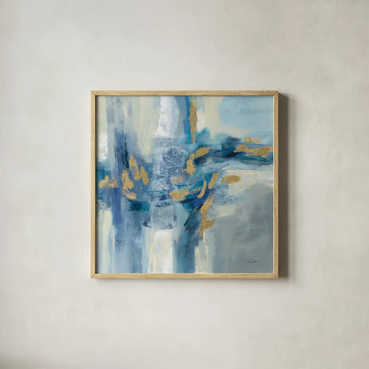 Shimmering Creek by Silvia Vassileva. Shown in a natural wood glass frame for a timeless modern aesthetic. Available as an archival giclee rolled canvas, fine art paper, or poster print. SKU 77109a.