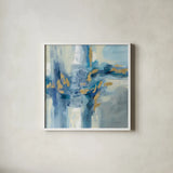 Shimmering Creek by Silvia Vassileva. Shown in a crisp white glass frame for a clean and minimalist style. Available as an archival giclee rolled canvas, fine art paper, or poster print. SKU 77109a.