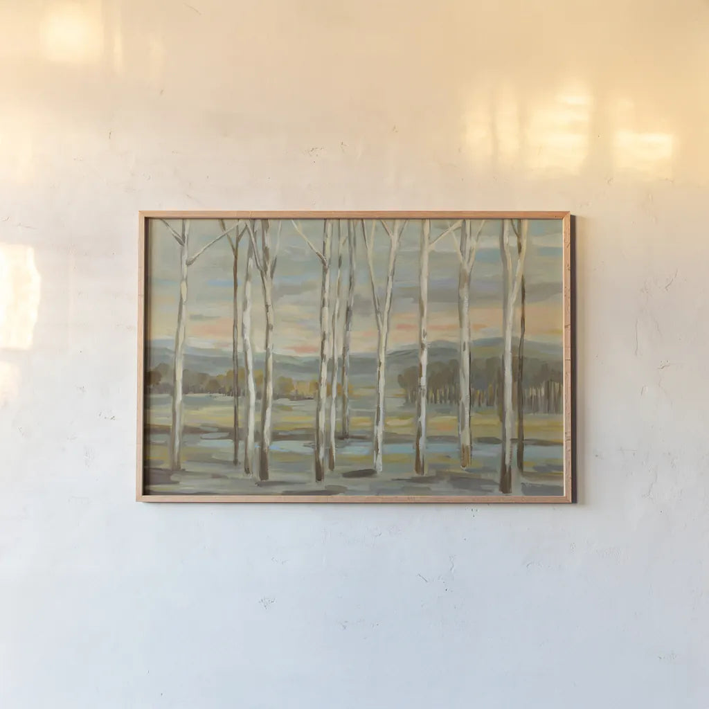 Silver Forest by Silvia Vassileva. shown as a paper print in a natural frame. Available as a archival giclee rolled canvas, fine art paper, or poster print. SKU 50287i.