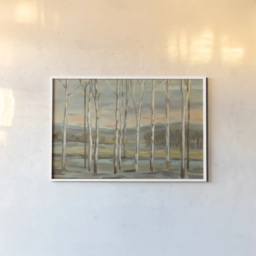 Silver Forest by Silvia Vassileva. shown as a paper print in a white frame. Available as a archival giclee rolled canvas, fine art paper, or poster print. SKU 50287i.