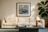 Silver Lagoon II by Silvia Vassileva. Displayed in a glass frame with matte in a clean modern living room. Available as an archival giclee rolled canvas, fine art paper, or poster print. SKU 84527a.