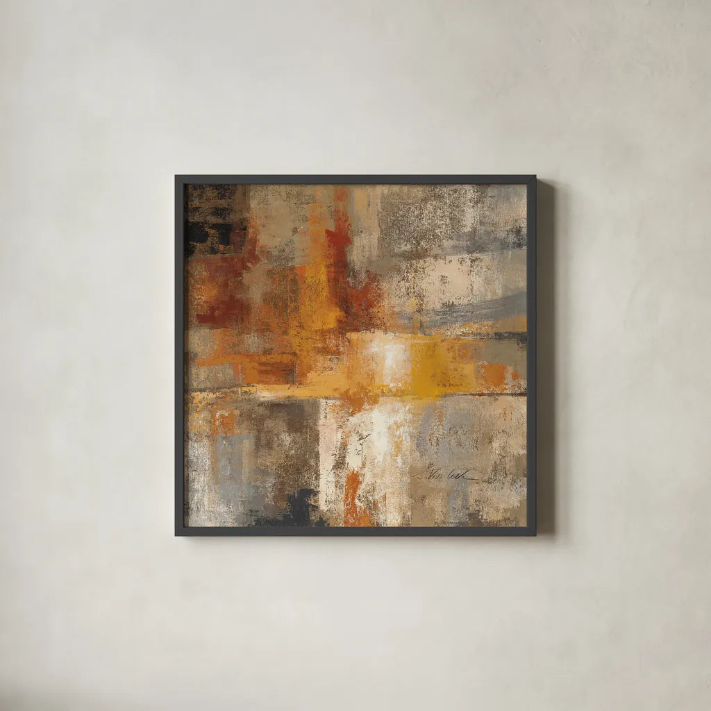 Silver and Amber Crop by Silvia Vassileva. Shown in a sleek black glass frame for a contemporary gallery look. Available as an archival giclee rolled canvas, fine art paper, or poster print. SKU 15705a.