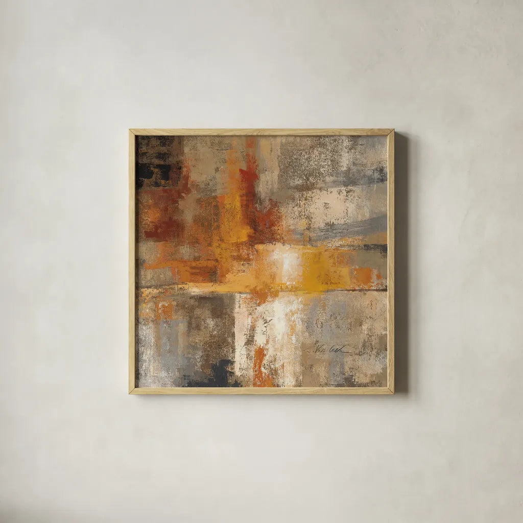 Silver and Amber Crop by Silvia Vassileva. Shown in a natural wood glass frame for a timeless modern aesthetic. Available as an archival giclee rolled canvas, fine art paper, or poster print. SKU 15705a.