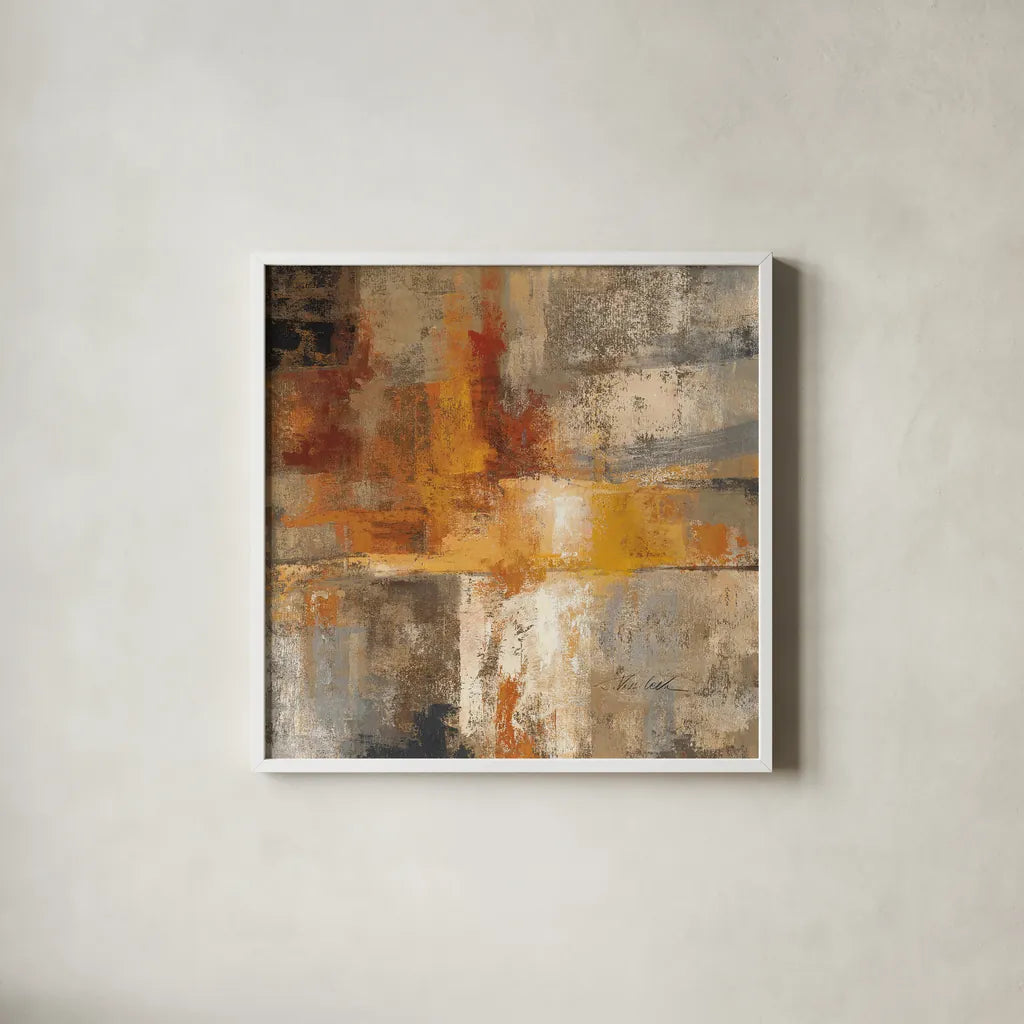 Silver and Amber Crop by Silvia Vassileva. Shown in a crisp white glass frame for a clean and minimalist style. Available as an archival giclee rolled canvas, fine art paper, or poster print. SKU 15705a.