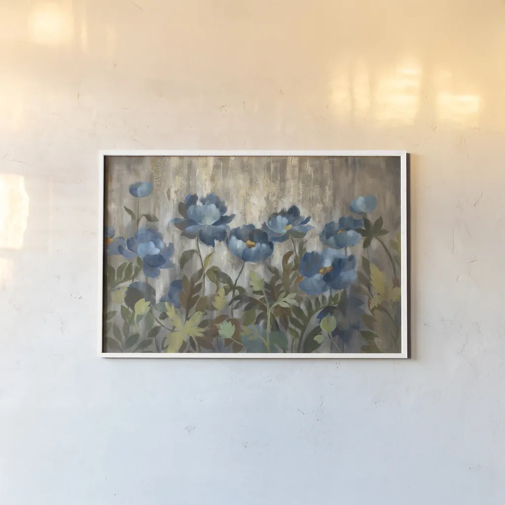 Silver and Sapphire by Silvia Vassileva. shown as a paper print in a white frame. Available as a archival giclee rolled canvas, fine art paper, or poster print. SKU 5764i.