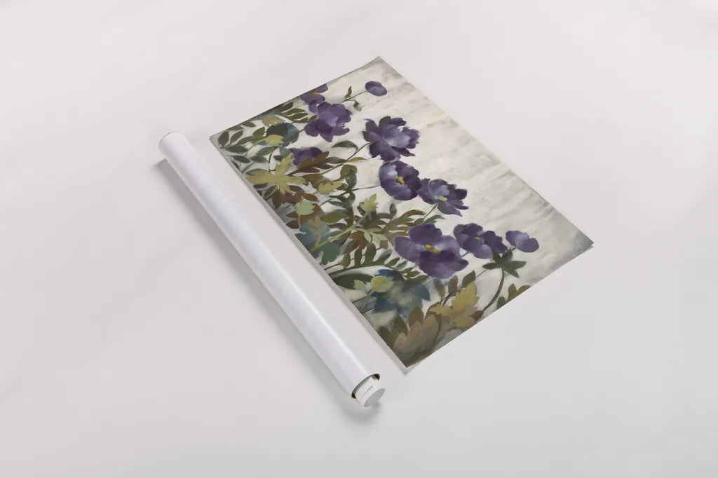 Silver and Sapphire in Plum by Silvia Vassileva. shown as a rolled paper print. Available as archival giclee rolled canvas, fine art paper, or poster print. SKU 60340i.