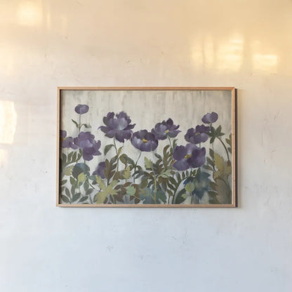 Silver and Sapphire in Plum by Silvia Vassileva. shown as a paper print in a natural frame. Available as a archival giclee rolled canvas, fine art paper, or poster print. SKU 60340i.