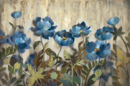 Silver and Sapphire on Cream by Silvia Vassileva. SKU 10113i. Archival Giclee Fine art print for wall decor.