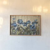 Silver and Sapphire on Cream by Silvia Vassileva. shown as a paper print in a natural frame. Available as a archival giclee rolled canvas, fine art paper, or poster print. SKU 10113i.