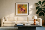 Small Bouquet I by Silvia Vassileva. Displayed in a glass frame with matte in a clean modern living room. Available as an archival giclee rolled canvas, fine art paper, or poster print. SKU 43404a.