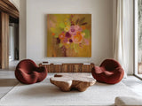 Small Bouquet II by Silvia Vassileva. Shown as extra-large giant wall art in a modern living room. Available as an archival giclee rolled canvas, fine art paper, or poster print. SKU 43405a.
