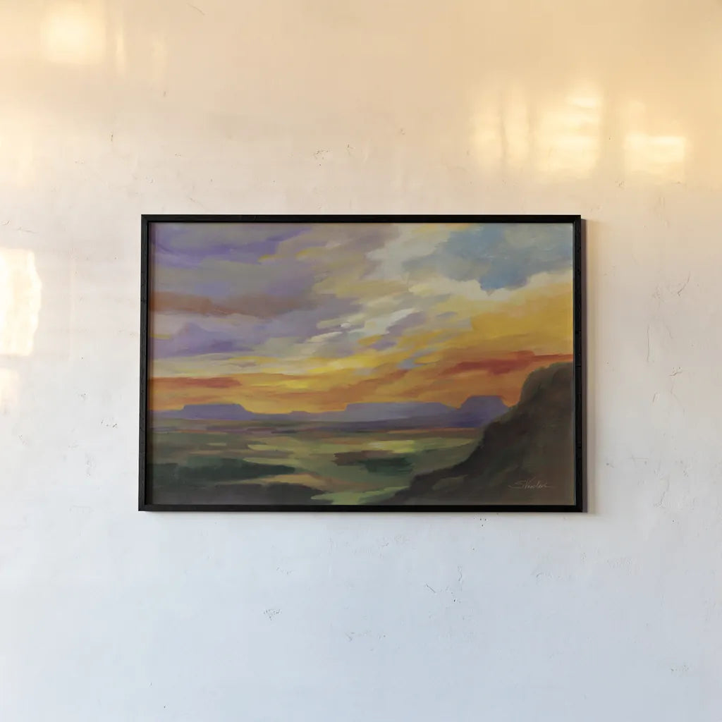 Sonoran Desert Sunset by Silvia Vassileva. shown as a paper print in a black flame. Available as a archival giclee rolled canvas, fine art paper, or poster print. SKU 70146i.