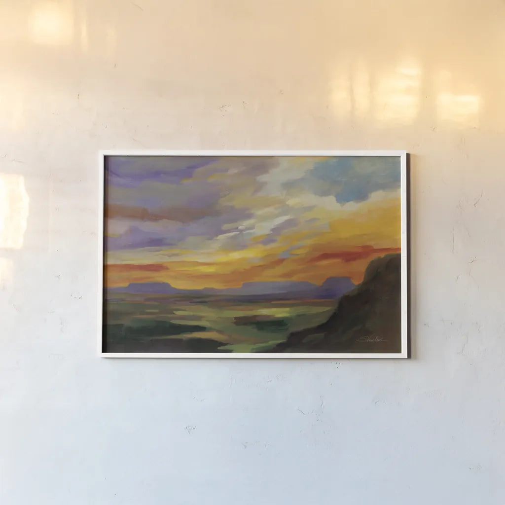 Sonoran Desert Sunset by Silvia Vassileva. shown as a paper print in a white frame. Available as a archival giclee rolled canvas, fine art paper, or poster print. SKU 70146i.
