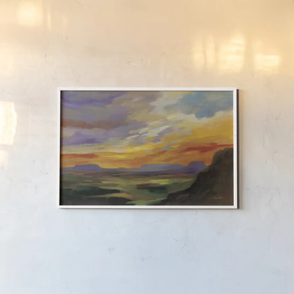 Sonoran Desert Sunset by Silvia Vassileva. shown as a paper print in a white frame. Available as a archival giclee rolled canvas, fine art paper, or poster print. SKU 70146i.