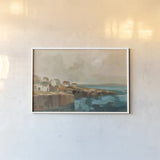 Southern Coast Town by Silvia Vassileva. shown as a paper print in a white frame. Available as a archival giclee rolled canvas, fine art paper, or poster print. SKU 97923i.