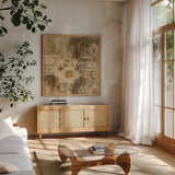 Southwest Design III Crop by Silvia Vassileva. Shown in a natural wood frame in a cozy modern living room. Available as an archival giclee rolled canvas, fine art paper, or poster print. SKU 44161a.