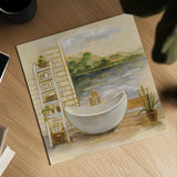 Spa by the Lake II by Silvia Vassileva. Shown as a detailed flat fine art print, highlighting archival giclee quality. Available as an archival giclee rolled canvas, fine art paper, or poster print. SKU 65833a.