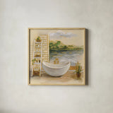 Spa by the Lake II by Silvia Vassileva. Shown in a natural wood glass frame for a timeless modern aesthetic. Available as an archival giclee rolled canvas, fine art paper, or poster print. SKU 65833a.