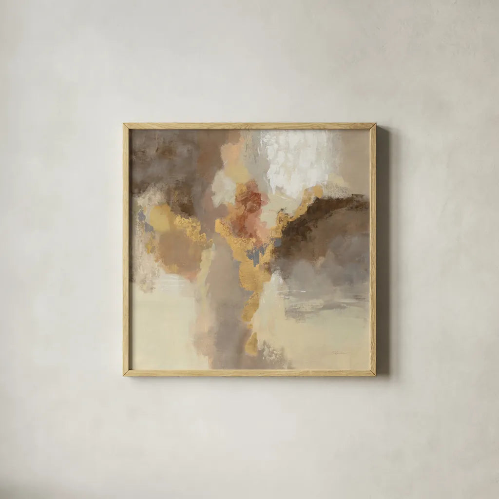 Sparkle Abstract I by Silvia Vassileva. Shown in a natural wood glass frame for a timeless modern aesthetic. Available as an archival giclee rolled canvas, fine art paper, or poster print. SKU 60170a.