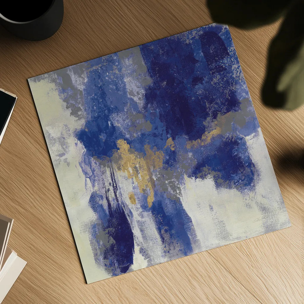 Sparkle Abstract II Blue by Silvia Vassileva. Shown as a detailed flat fine art print, highlighting archival giclee quality. Available as an archival giclee rolled canvas, fine art paper, or poster print. SKU 65019a.